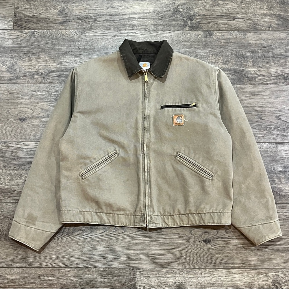 Vintage 90s Carhartt Detroit J97 Camel Brown Blanket Lined Jacket Mens Size XL